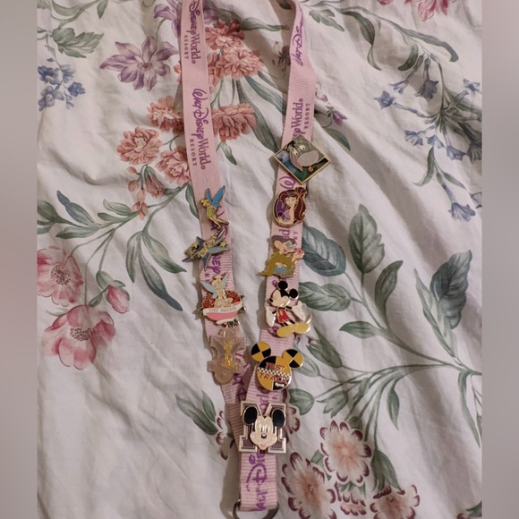 Disney Jewelry - Vintage Disney World pin collection & lanyard